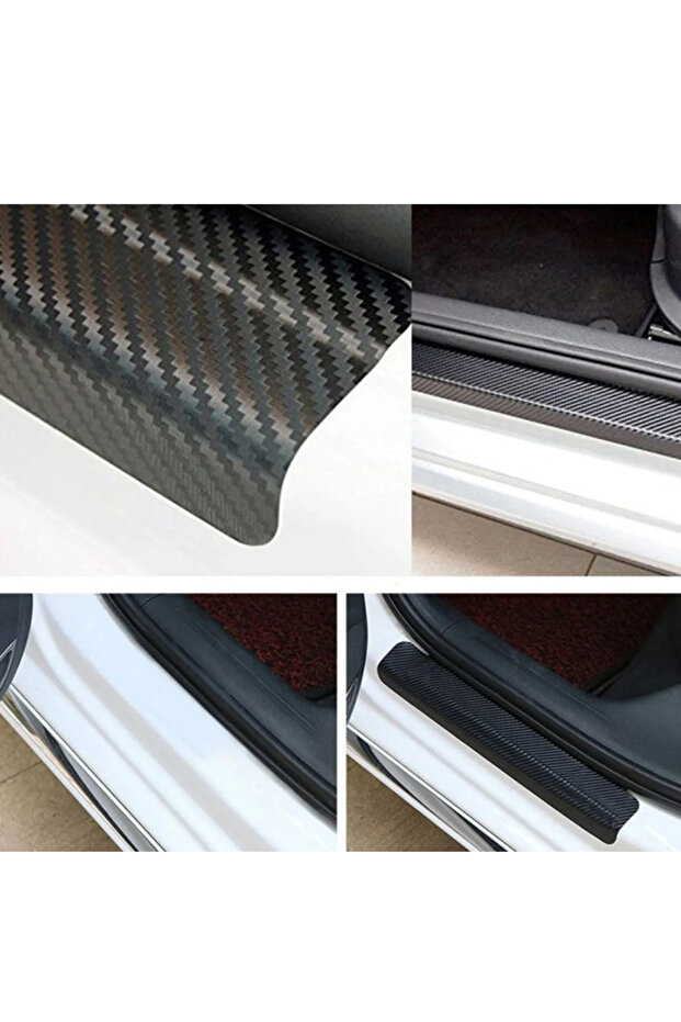 Door Inner Protection Carbon Printed 4Pcs Front Rear Set - Black