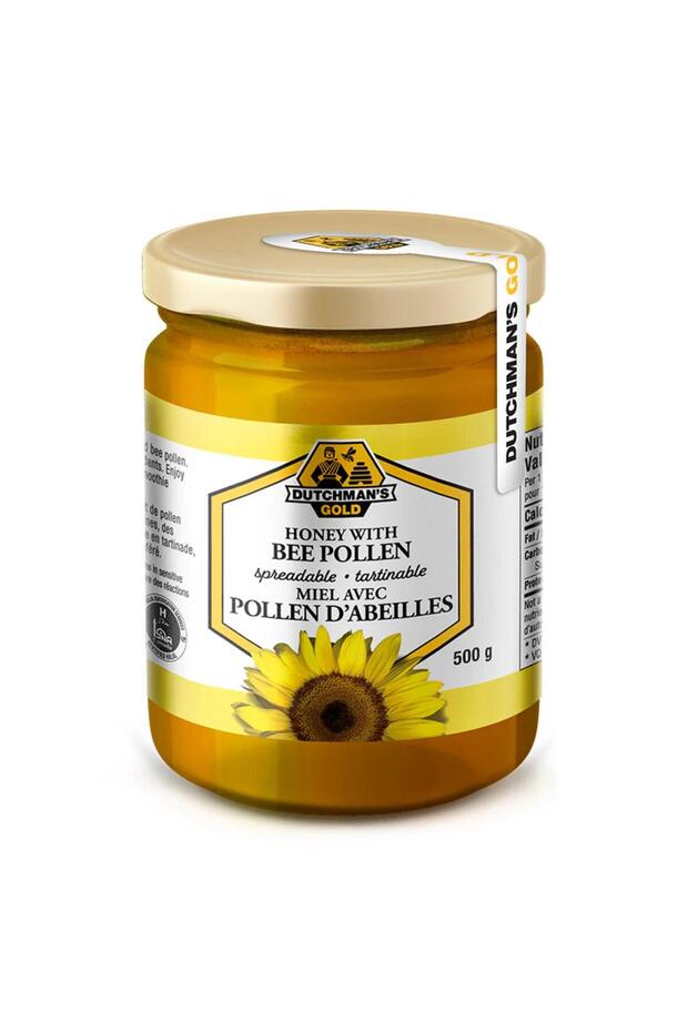 Bee Pollen Sunflower Honey 500g – 100% Pure, Natural, Rich in Pollen, Ideal for Tea & Immune Support