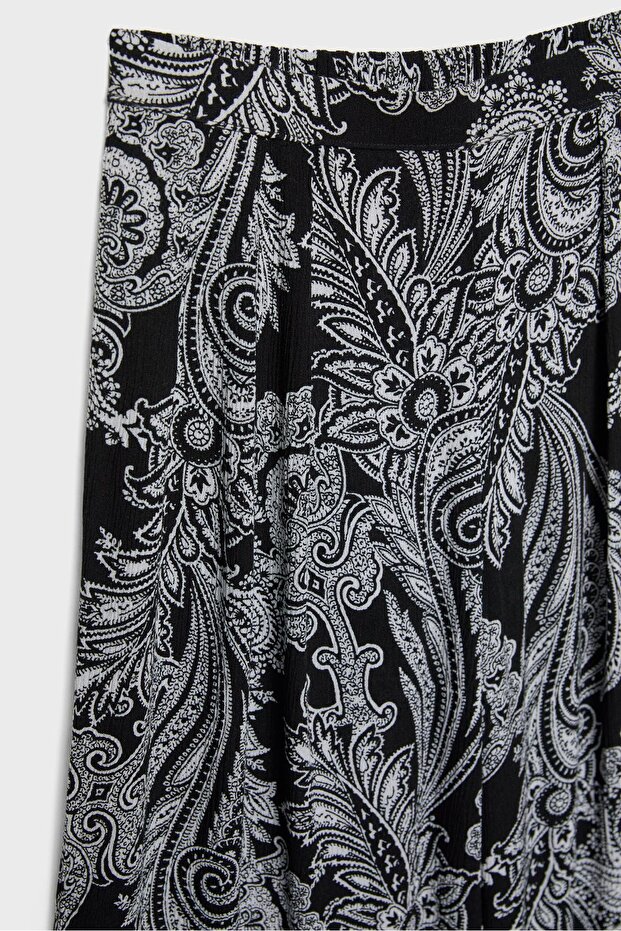 Desenli dökümlü palazzo pantolon - 7