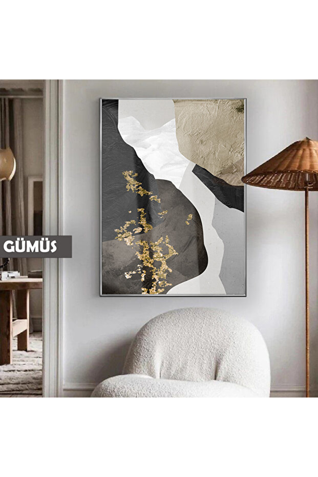 Amazing | Geometric Black Gold Elegant Abstract Model | Framed Tempered Glass Table Single Vertical