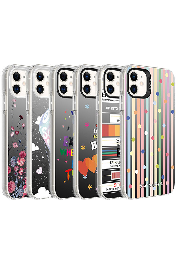 iPhone 12 Compatible Patterned Tknc Silver Hard Case-Dots - 2