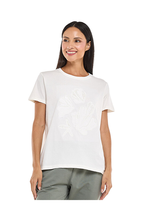 Ivory WB ROUND NECK GLAM TEE 8-18