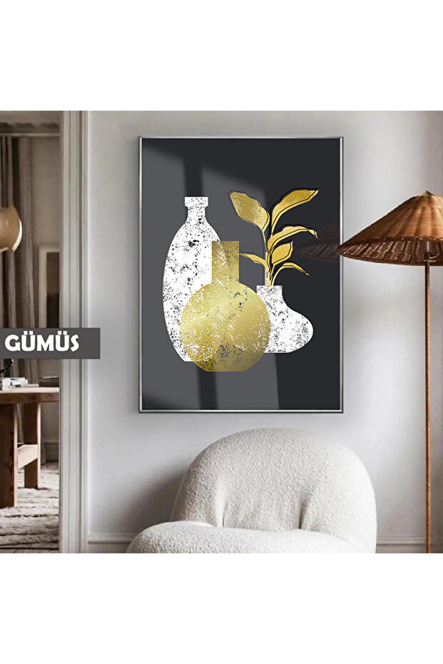 Amazing | 02 Bohem Black Gold Botanical Pattern | Framed Tempered Glass Table Single Vertical