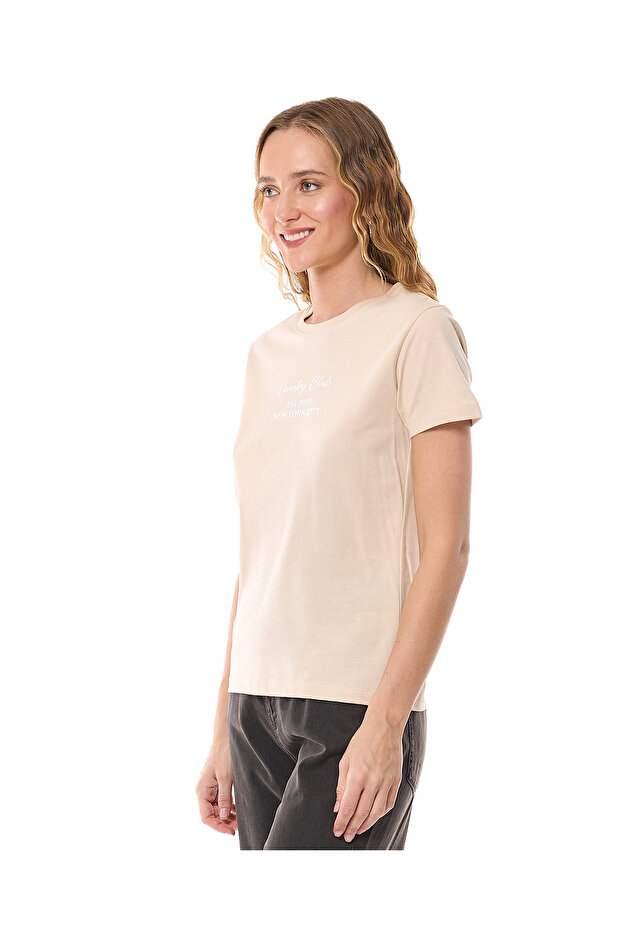 Beige LADIES BASIC GRAPHIC TEE 8-18 - 2