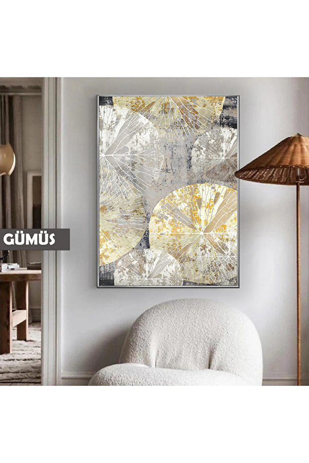Amazing | Gray-Gold Color Bohemia Macro Pattern 01 | Framed Tempered Glass Table Single Vertical