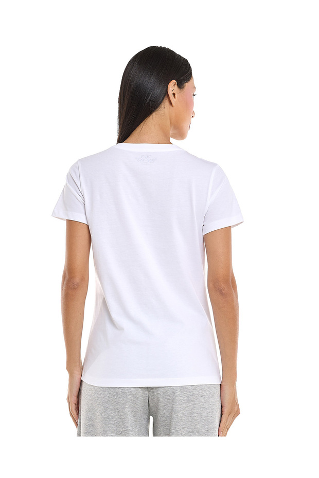 تي شيرت نسائي أبيض برسومات أساسية مقاس 8-18 - 3