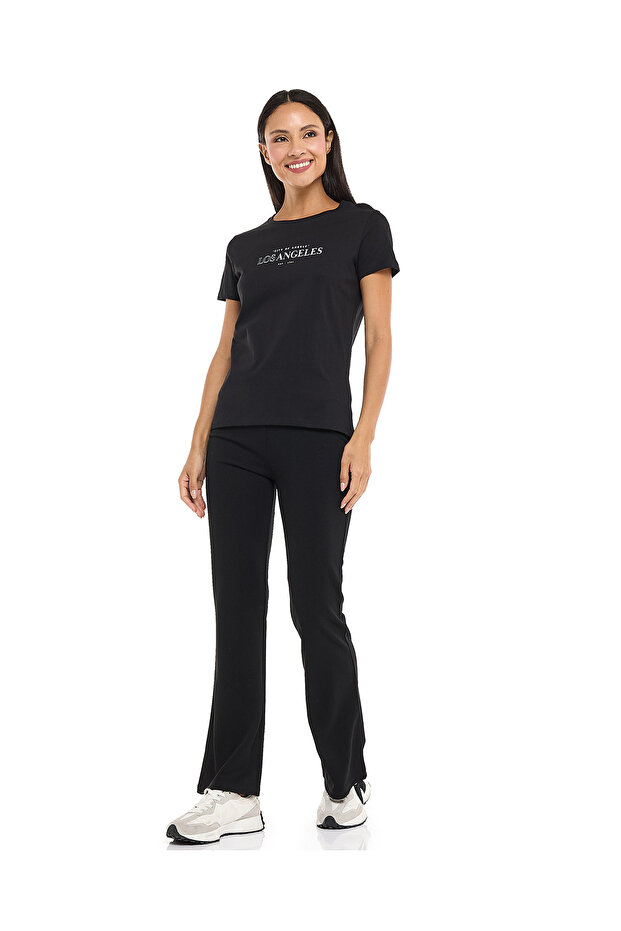 Black LADIES BASIC GRAPHIC TEE 8-18 - 2