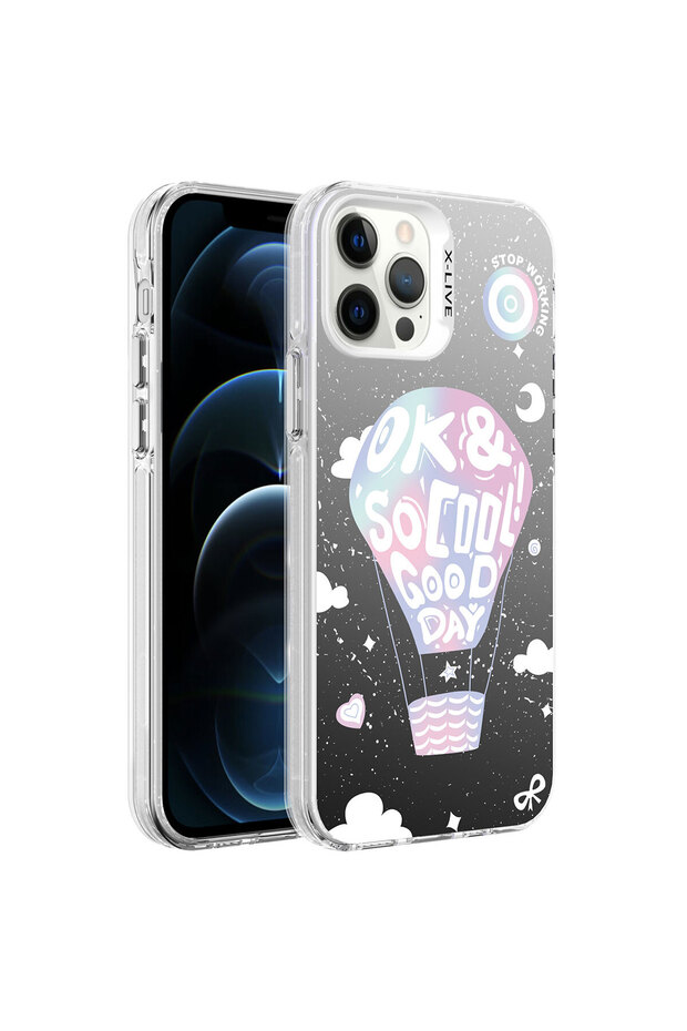 حافظة صلبة فضية منقوشة متوافقة مع هاتف iPhone 12 Pro - بالون - 1