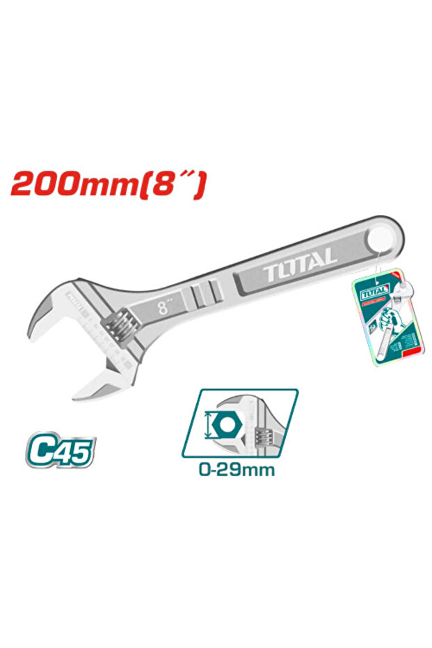 مفتاح اسبانة يد كروم 8" توتال Tht101083