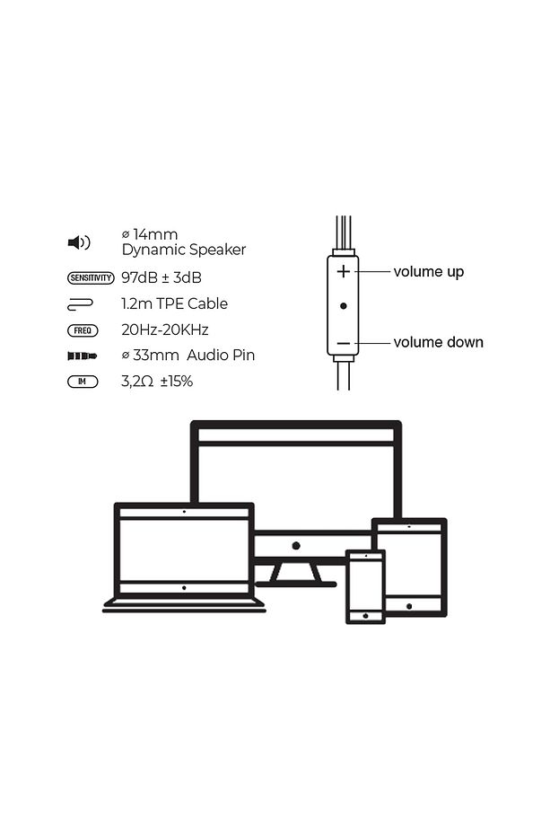 A3x Uyumlu Tak Çalıştır Stero 3.5mm Jack Kulaklık MT-A271 - 3