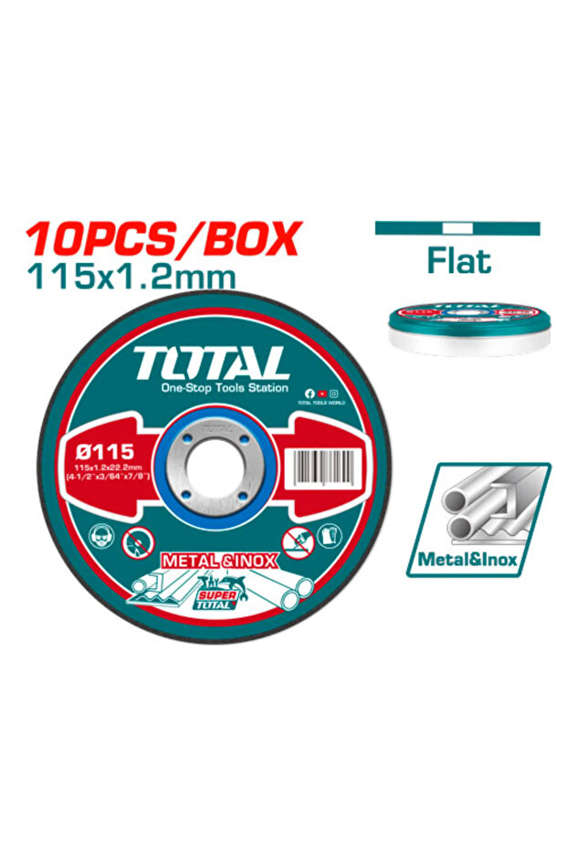 علبة دسك قص ستانلس 4-1/2" 10pcs/box 1.2mm توتال Tac2211155