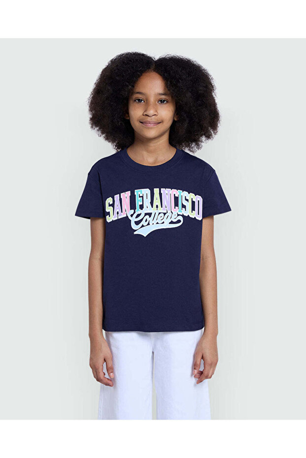 Girls’ Maritime Blue Printed Tee – Style