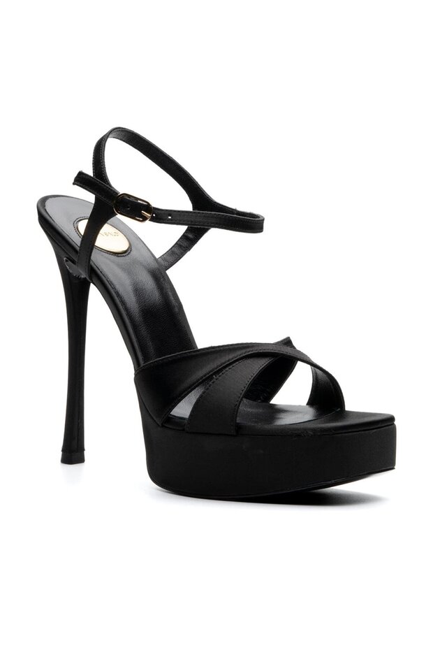 GLARE SİYAH TEKSTİL Kadın TOPUKLU SANDALET - 2