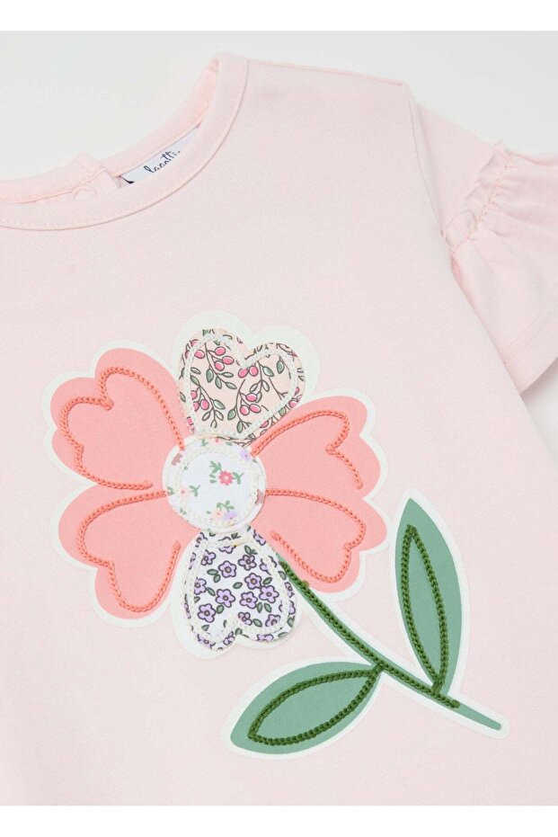 T-Shirt With Patchwork-Effect Flower Application - 3