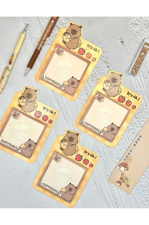 Capybara Desenli Güneşli Anlar Post-it 50 yaprak / Sticky Note / Yapışkanlı Not Kağıdı - 4