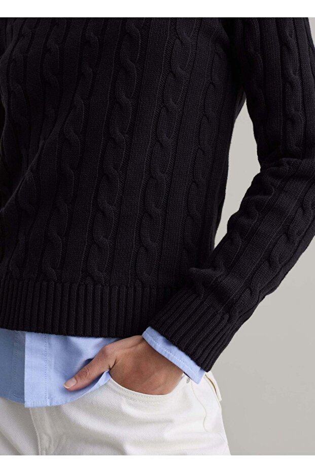 بلوفر مضلع بتصميم محبوك بالكابل - 4
