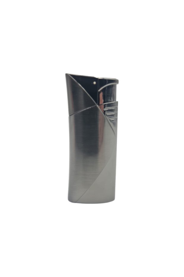 Lighter with Curved Design, Adjustable Flame, Refillable, Windproof, Black, 8 cm,