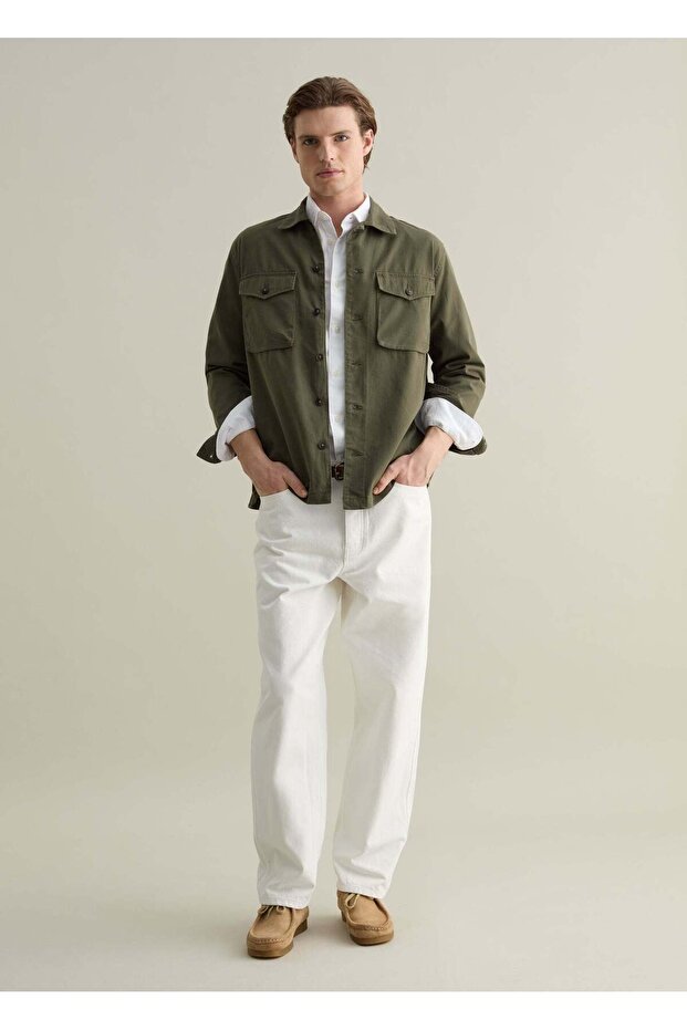 جاكيت بلون واحد من القطن - 1