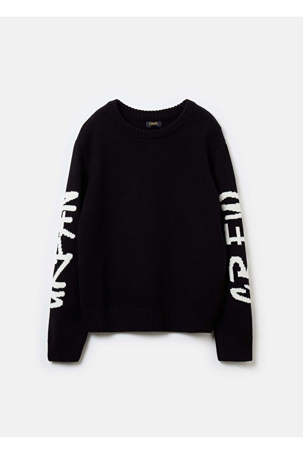 Oversized Pullover With Jacquard Lettering