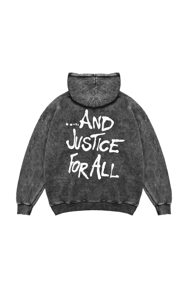 Metallica and Justice for All Oversize Unisex Washed Black Hoodie