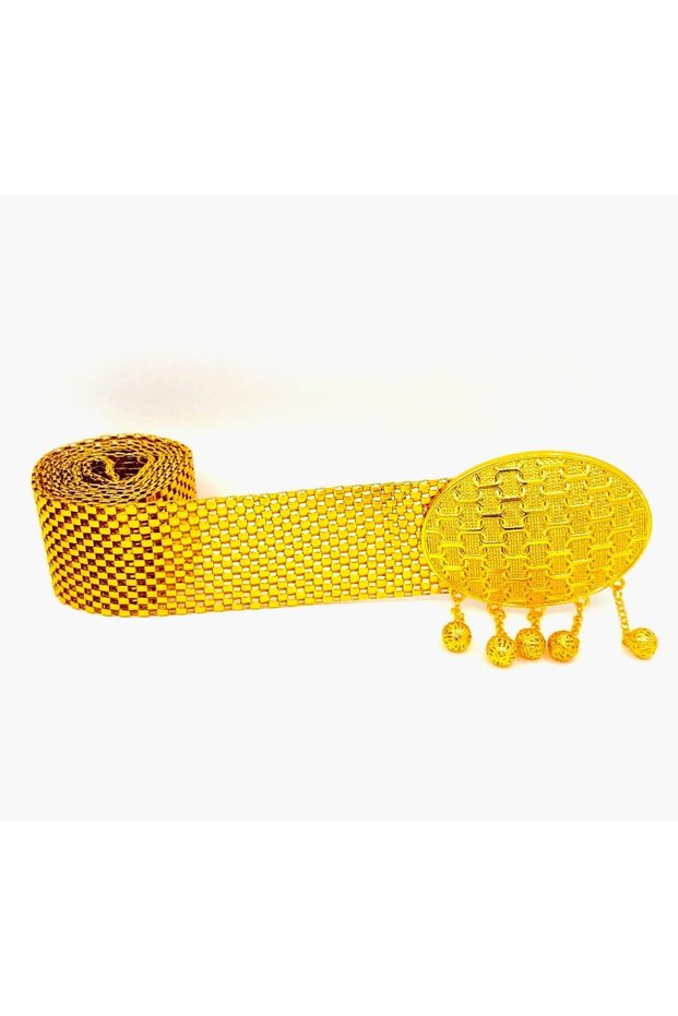 Prestige Model – Gold Plated Belt (Dangle/Oval Straw Buckle) Wedding, Engagement, Henna, Local, Evening Dress