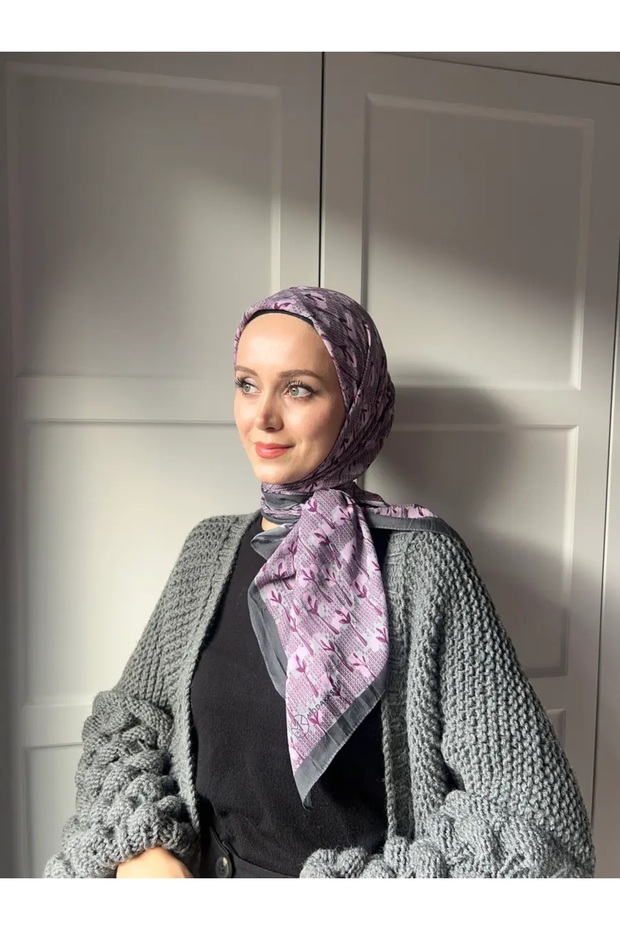Çiçek Baharı Desen Bambu Eşarp - 3