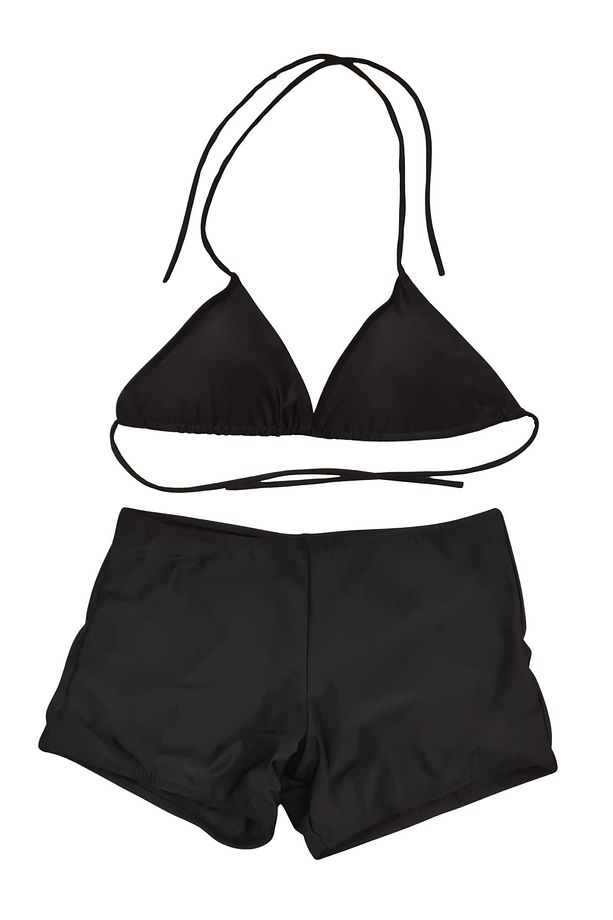 Siyah Kadın Üçgen Şortlu Bikini Takımı - 1