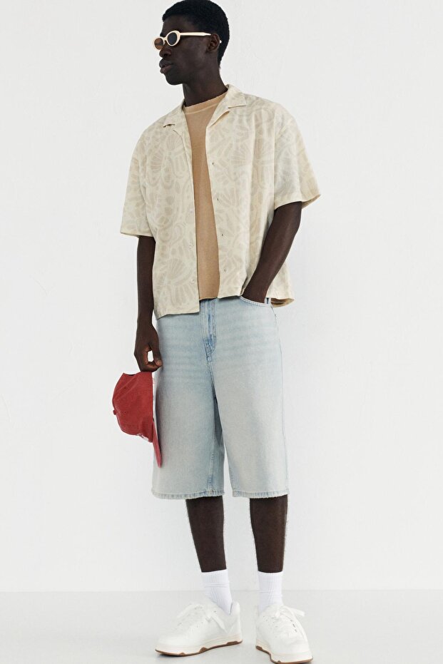 Baskılı kısa kollu gömlek - 1