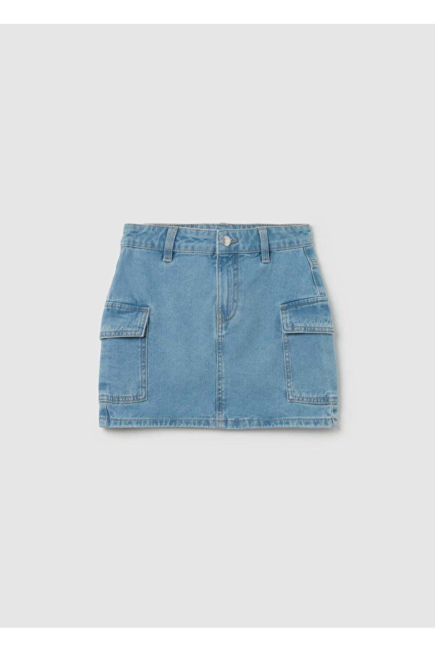 Denim Miniskirt With Pockets