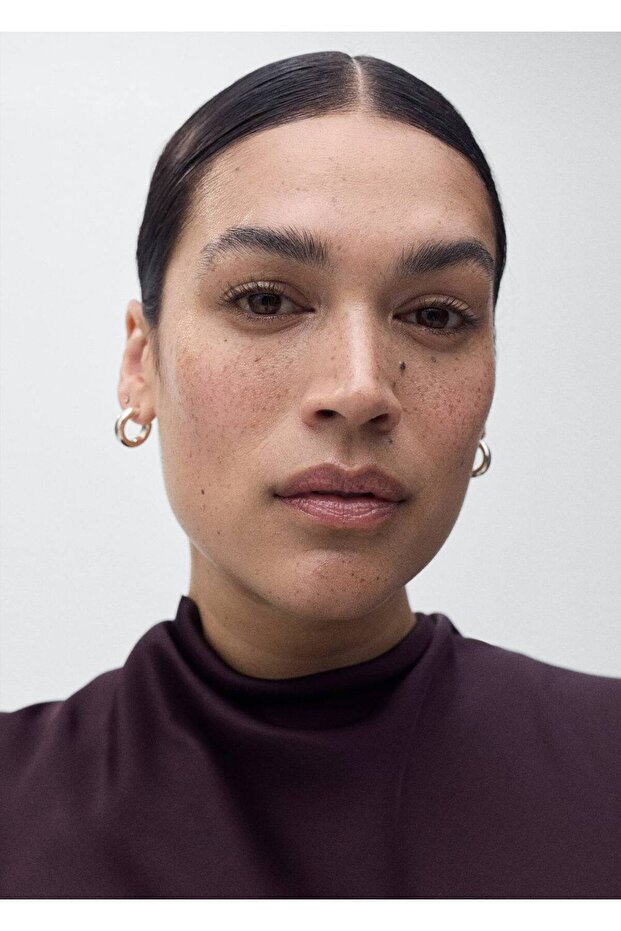 Drape yakalı saten bluz - 5