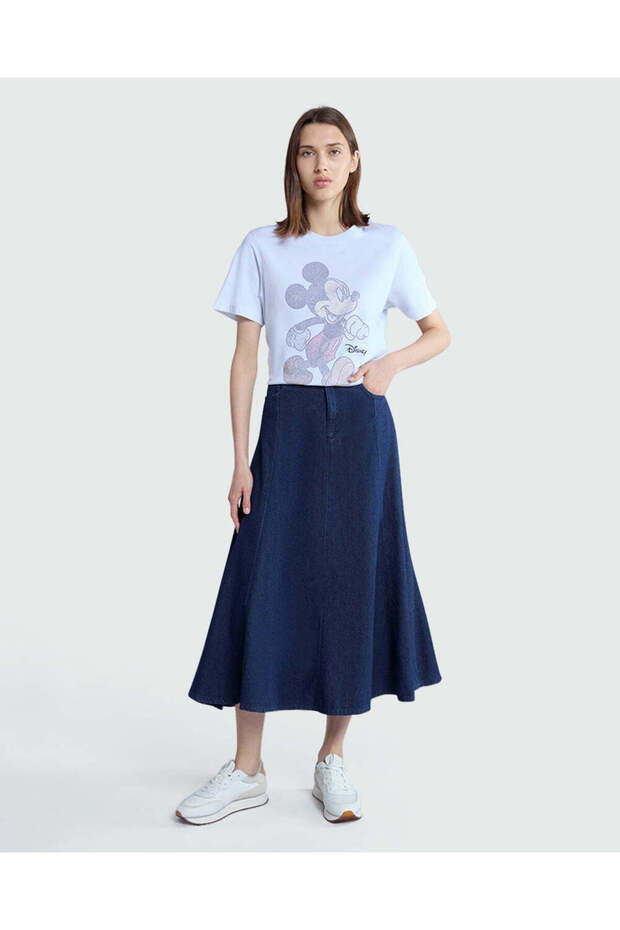 Dark Blue Denim Full Skirt By