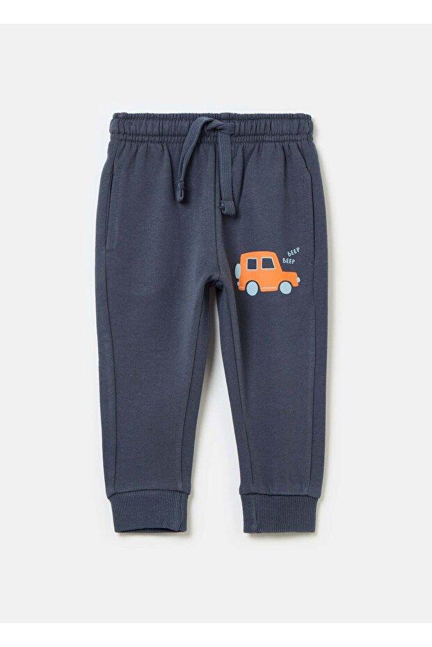 Fleece Joggers With Drawstring And Print - 1