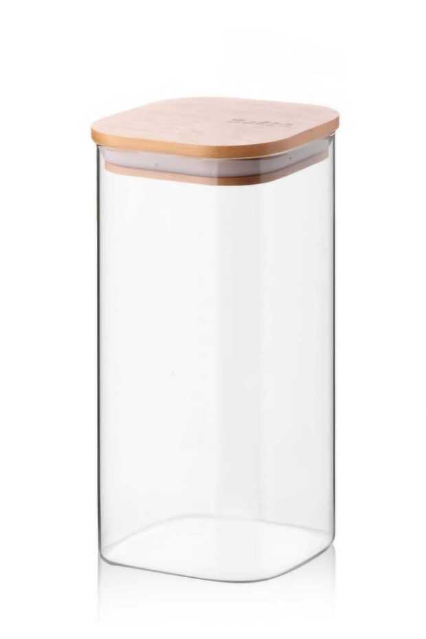 1400 ml Square Glass Jar with Bamboo Lid Kvn16