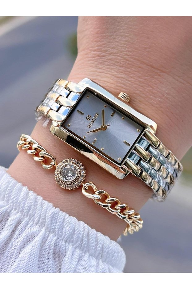Steel Cord 2 Years Warranty 30 Mt Water Resistant Women Wrist Watch+Bracelet Hm.B25531S3