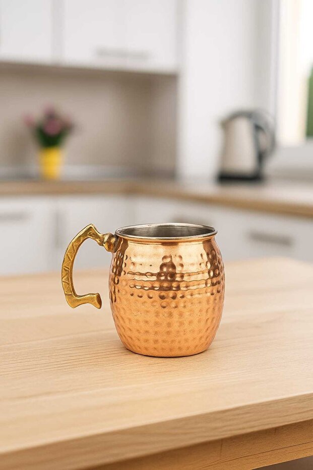 Copper Handmade 300 ml Pewter Mug - Brass Handle