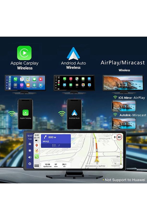 4K 10.26 İnç Cam DVR Dokunmatik Ekran Araba Ses Sistemi Carplay Android Auto CarPlay Monitörü - 4