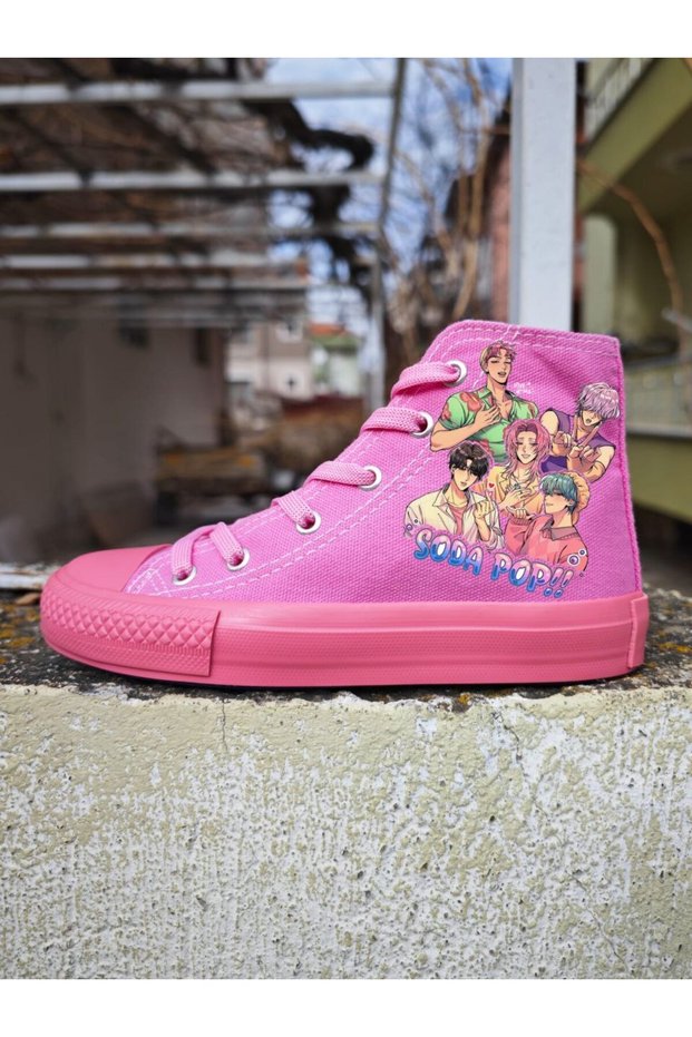 Pink Lace-Up Pink Shoes Pop Group Girls' Sneakers