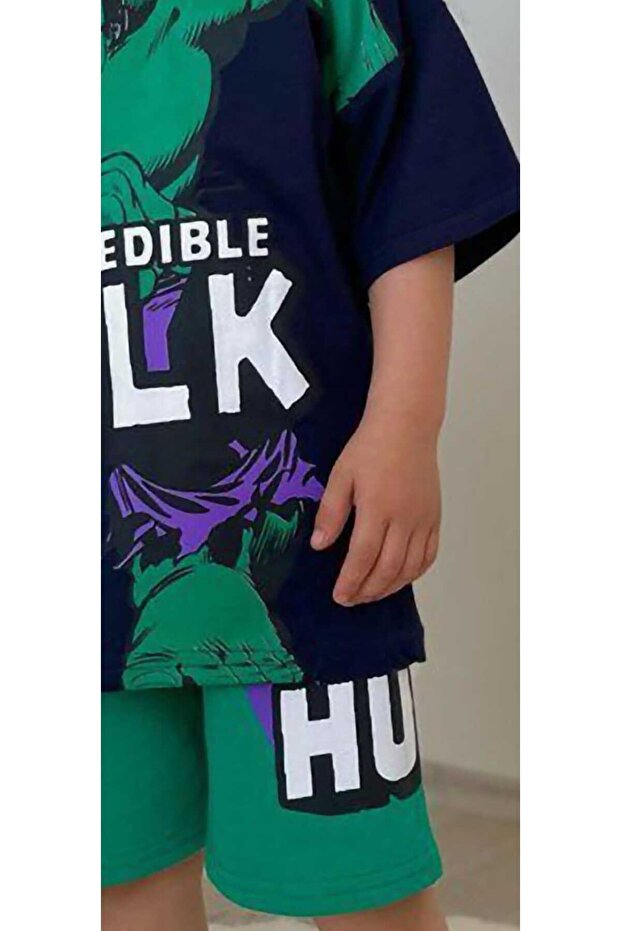 hulk yeşil dev adam baskılı şortlu takım - 2