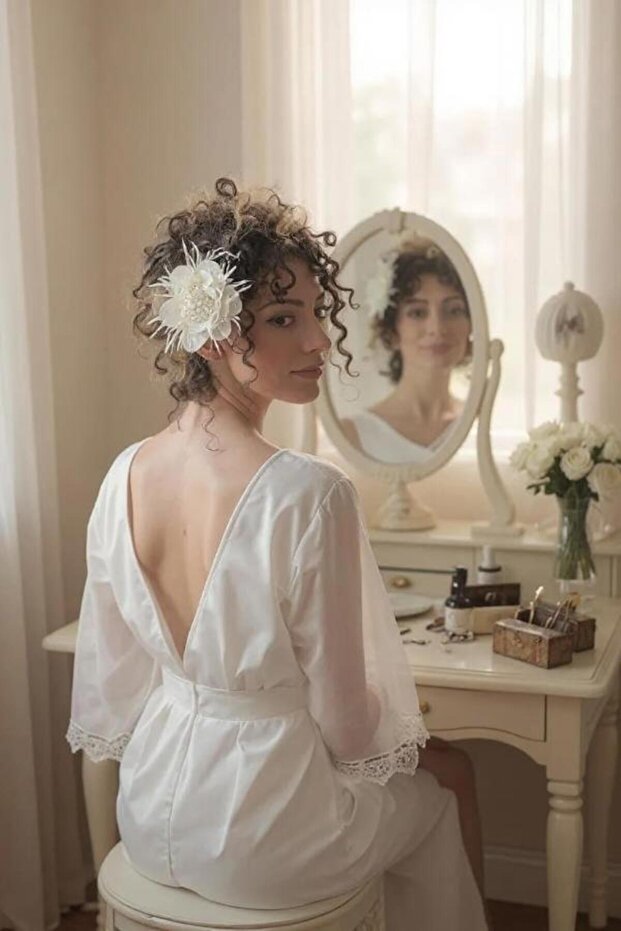 White Design Hair Accessory, Wedding, Engagement, Special Occasion Hair Clip