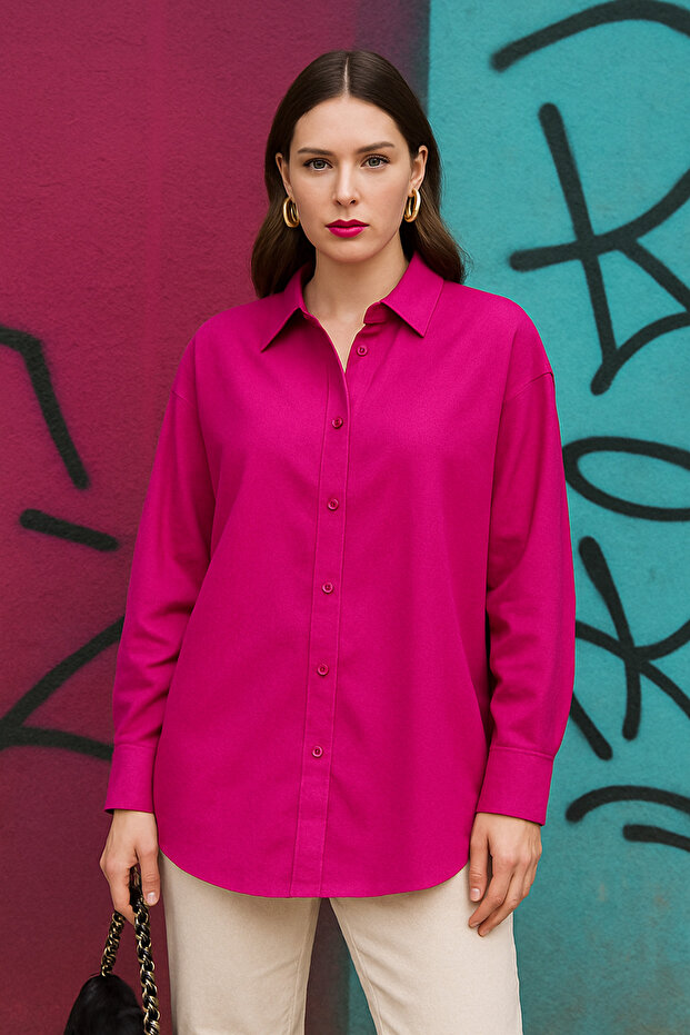 Women's Oversize Loose Cut Shirt – Fuchsia
