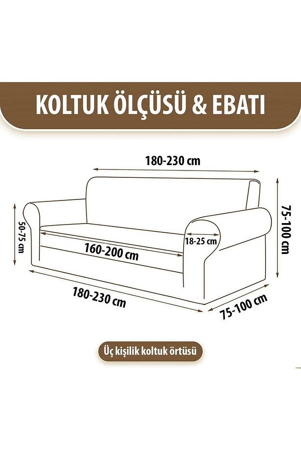 QARDAL Jakar Desenli Koltuk Örtüsü Takımı, 3+ 3 +1 +1 Kanepe ve Koltuk örtüsü, Lastikli, taş Gri - 3