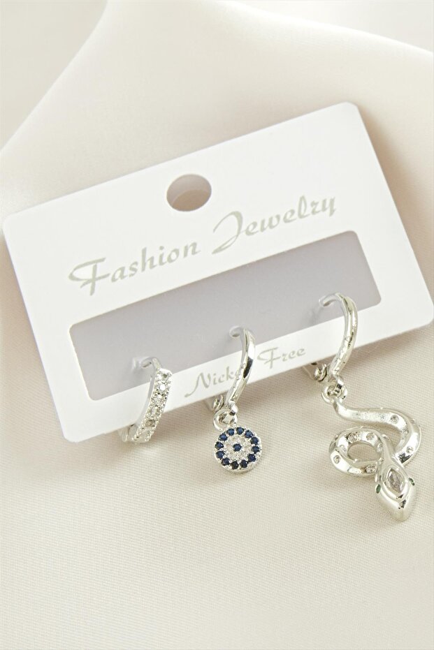 3 Pieces Snake Zircon Stone Earrings