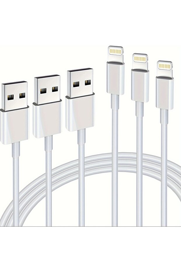 كابل USB أصلي بطول 1 متر، 3 قطع، لشحن سريع لأجهزة iPhone 14، 13، 12، 11 Pro Max، 7، 8 Plus، XS، XR، USB CTO.