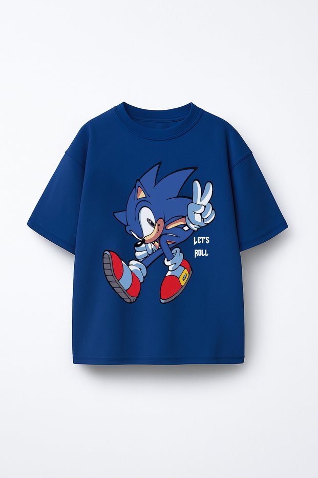 Hedgehog Sonic Printed Children's Oversize T-Shirt T-Shirt