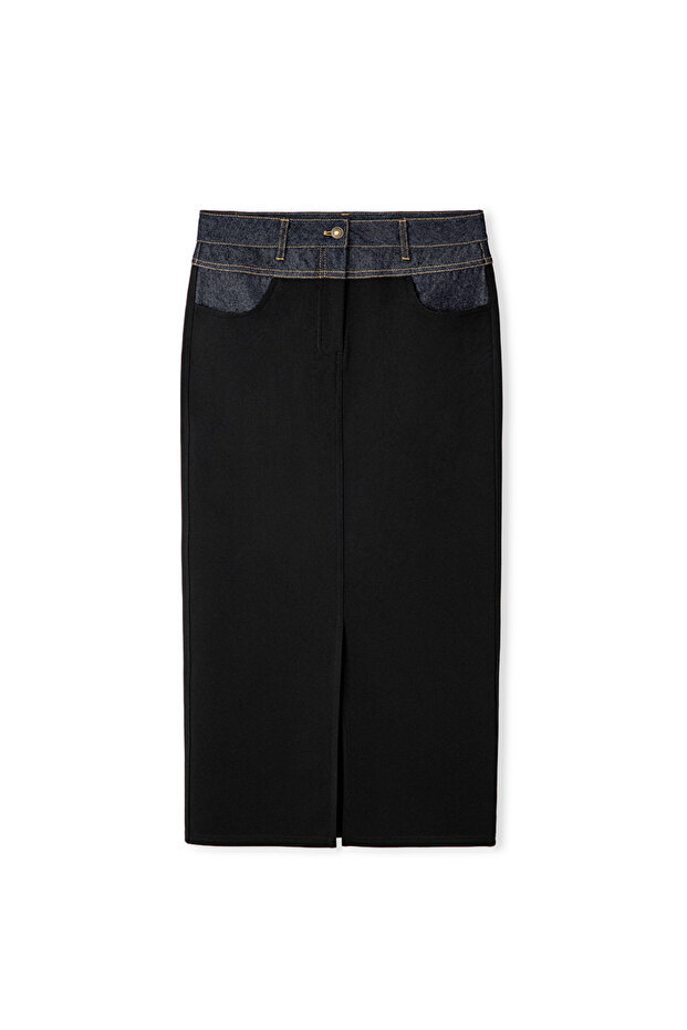 Denim mix kalem etek - 3