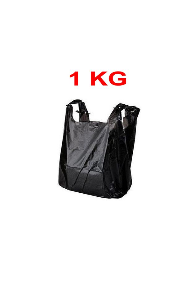 Siyah Poşet ORTA Boy 1 Kg Hışır Atlet Poşet Market Manav Poşeti Çöp Poşeti - 1