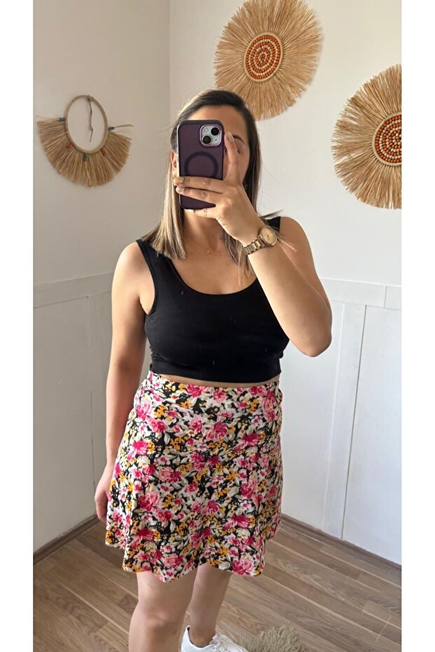 Desenli Şort Etek - 2