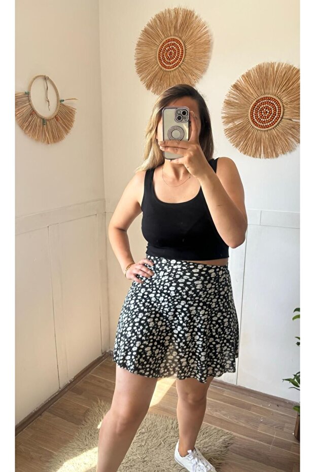 Desenli Şort Etek - 2