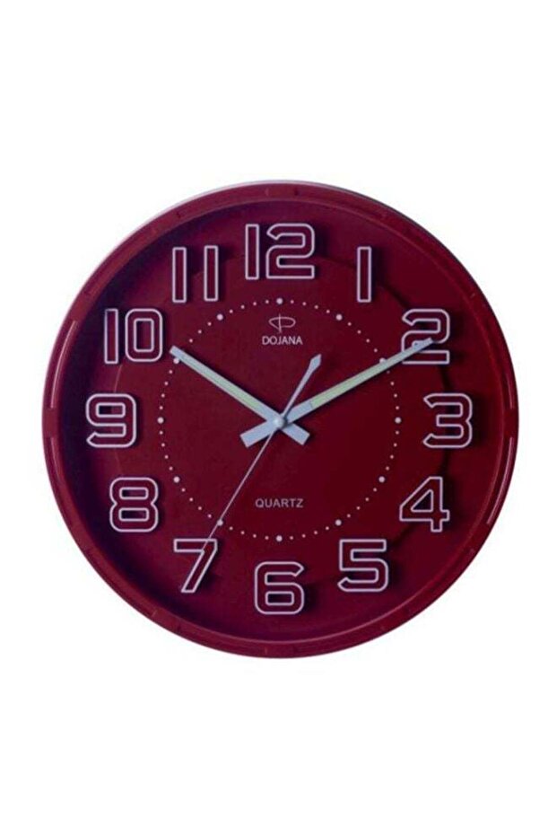 ساعة حائط دائرية تناظرية باللون الأحمر - 1