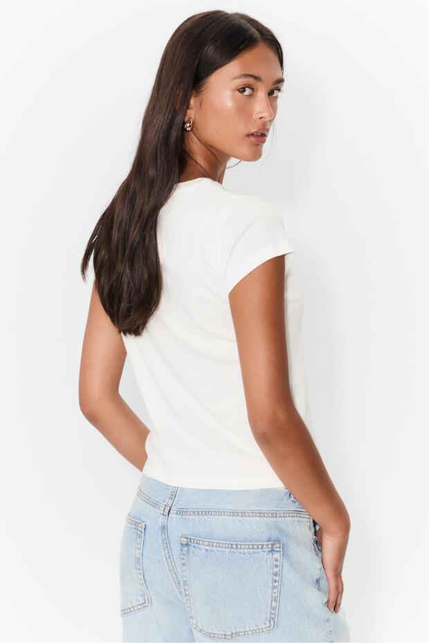 Baskılı Fitted Tişört - 5